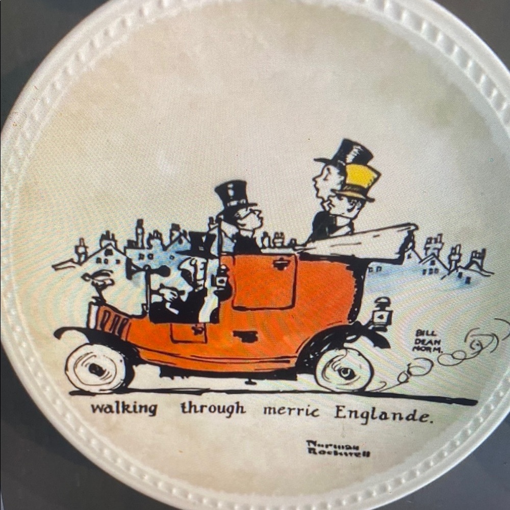 Set of 4 Norman Rockwell Plates on tour Newell Pottery Co. collectors set